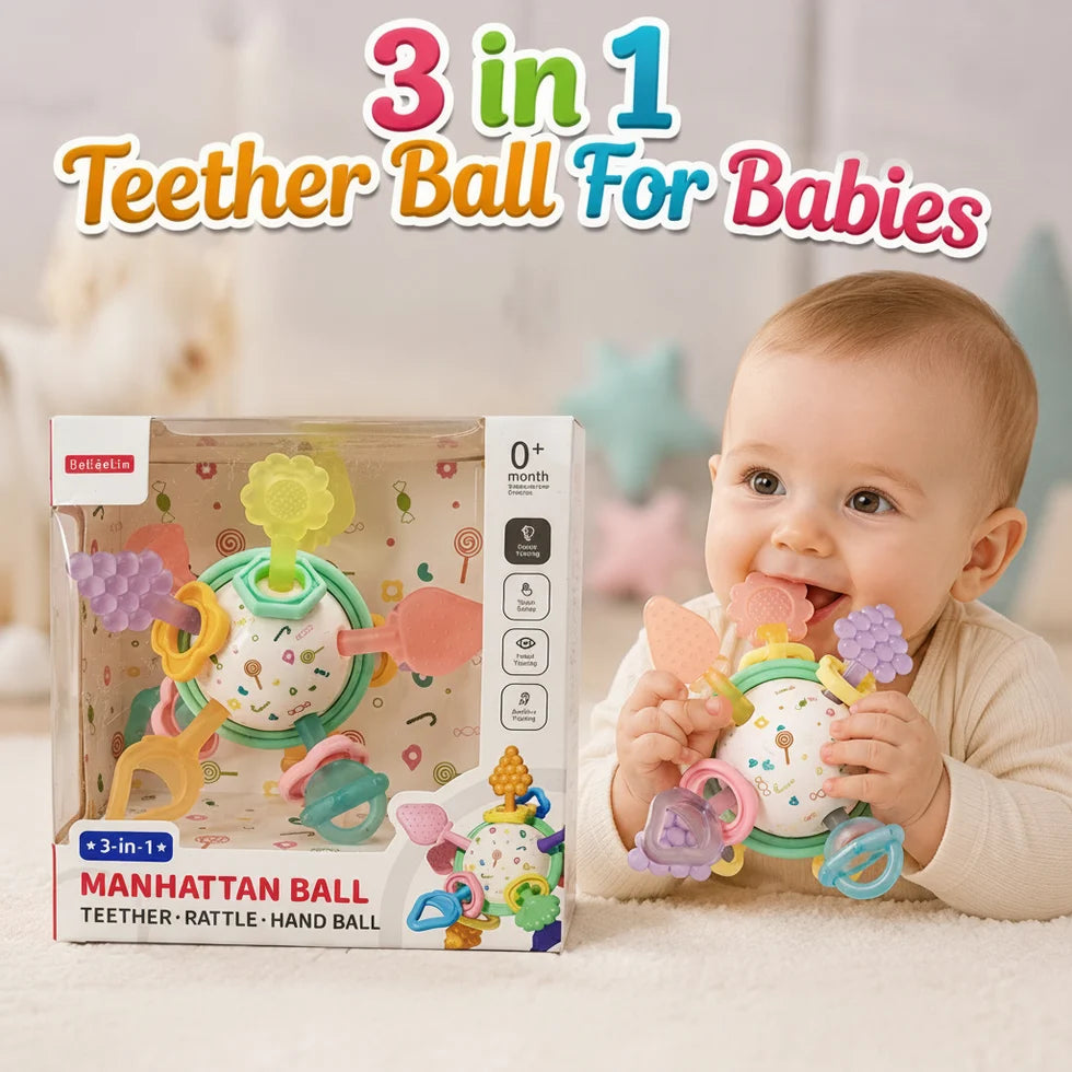 3 in 1 Teether Ball For Babies (1127-1A)